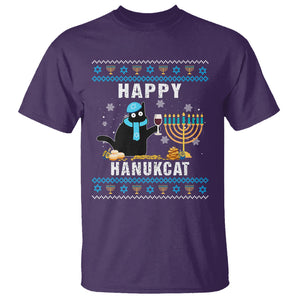 Hanukkah Cat T Shirt Happy Hanukcat Jewish Hanukkah Black Cat Menorah Chanukah TS02 Purple Printyourwear