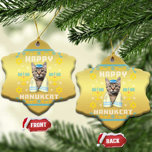 Funny Hanukkah Cat Christmas Ornament Happy Hanukcat Menorah Ugly Chanukah Jewish Festival TS02 Snow Flake Gold Print Your Wear