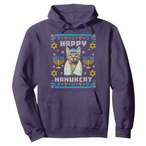 Hanukkah Cat Hoodie Happy Hanukcat Jewish Hanukkah Cat Menorah Ugly Chanukah TS02 Purple Printyourwear