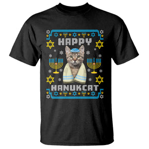 Hanukkah Cat T Shirt Happy Hanukcat Jewish Hanukkah Cat Menorah Ugly Chanukah TS02 Black Printyourwear