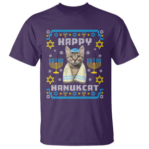 Hanukkah Cat T Shirt Happy Hanukcat Jewish Hanukkah Cat Menorah Ugly Chanukah TS02 Purple Printyourwear