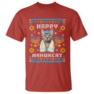 Hanukkah Cat T Shirt Happy Hanukcat Jewish Hanukkah Cat Menorah Ugly Chanukah TS02 Red Printyourwear