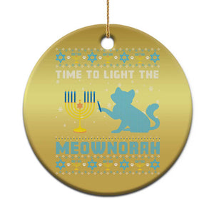 Funny Hanukkah Cat Christmas Ornament Light The Meownorah Jewish Menorah Chanukah TS02 Print Your Wear