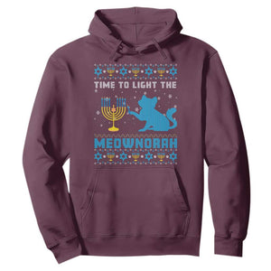 Hanukkah Cat Hoodie Light The Meownorah Jewish Hanukkah Cat Menorah Chanukah TS02 Maroon Printyourwear