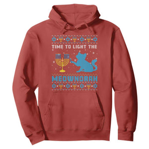 Hanukkah Cat Hoodie Light The Meownorah Jewish Hanukkah Cat Menorah Chanukah TS02 Red Printyourwear