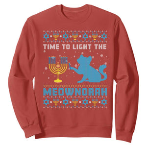 Hanukkah Cat Sweatshirt Light The Meownorah Jewish Hanukkah Cat Menorah Chanukah TS02 Red Printyourwear