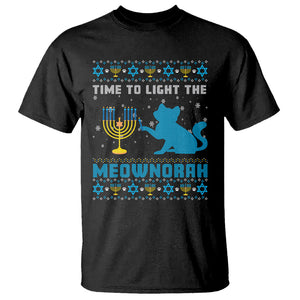 Hanukkah Cat T Shirt Light The Meownorah Jewish Hanukkah Cat Menorah Chanukah TS02 Black Printyourwear