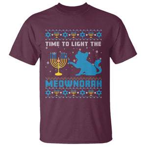 Hanukkah Cat T Shirt Light The Meownorah Jewish Hanukkah Cat Menorah Chanukah TS02 Maroon Printyourwear