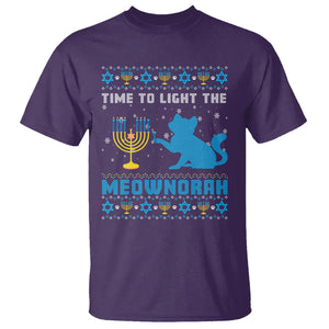 Hanukkah Cat T Shirt Light The Meownorah Jewish Hanukkah Cat Menorah Chanukah TS02 Purple Printyourwear