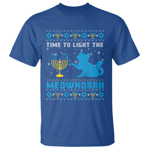 Hanukkah Cat T Shirt Light The Meownorah Jewish Hanukkah Cat Menorah Chanukah TS02 Royal Blue Printyourwear