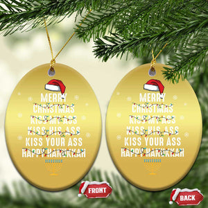 Merry Christmas Kiss My Ass His Ass Your Ass Happy Hanukkah Christmas Ornament TS02 Oval Gold Print Your Wear