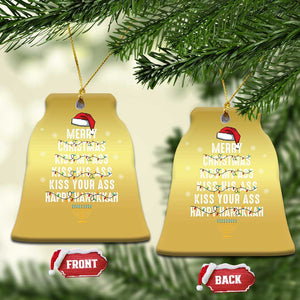 Merry Christmas Kiss My Ass His Ass Your Ass Happy Hanukkah Christmas Ornament TS02 Bell Flake Gold Print Your Wear