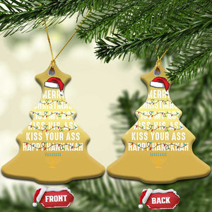 Merry Christmas Kiss My Ass His Ass Your Ass Happy Hanukkah Christmas Ornament TS02 Christmas Tree Gold Print Your Wear