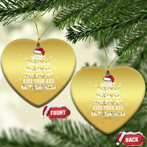 Merry Christmas Kiss My Ass His Ass Your Ass Happy Hanukkah Christmas Ornament TS02 Heart Gold Print Your Wear