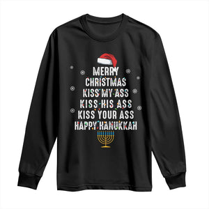 Merry Christmas Kiss My Ass His Ass Your Ass Happy Hanukkah Long Sleeve Shirt TS02 Black Print Your Wear