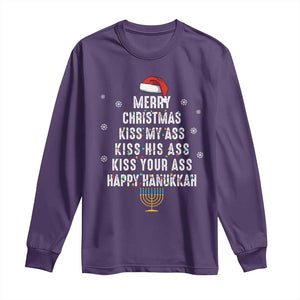 Merry Christmas Kiss My Ass His Ass Your Ass Happy Hanukkah Long Sleeve Shirt TS02 Purple Print Your Wear