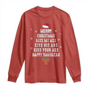 Merry Christmas Kiss My Ass His Ass Your Ass Happy Hanukkah Long Sleeve Shirt TS02 Red Print Your Wear