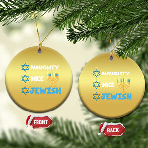 Funny Jewish Hanukkah Christmas Ornament Nice Naughty Jewish Menorah Hanukkiah Chanukah Ugly TS02 Circle Gold Print Your Wear