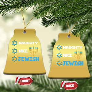 Funny Jewish Hanukkah Christmas Ornament Nice Naughty Jewish Menorah Hanukkiah Chanukah Ugly TS02 Bell Flake Gold Print Your Wear