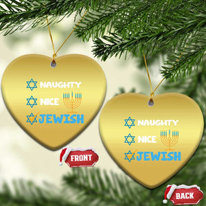 Funny Jewish Hanukkah Christmas Ornament Nice Naughty Jewish Menorah Hanukkiah Chanukah Ugly TS02 Heart Gold Print Your Wear