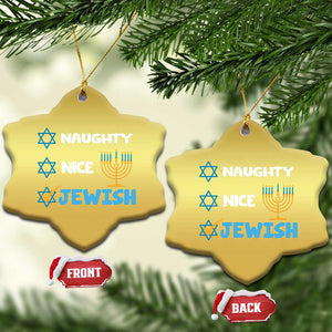 Funny Jewish Hanukkah Christmas Ornament Nice Naughty Jewish Menorah Hanukkiah Chanukah Ugly TS02 Snow Flake Gold Print Your Wear