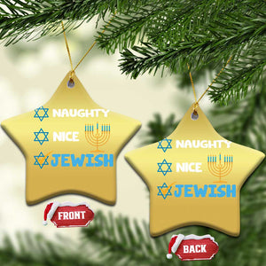 Funny Jewish Hanukkah Christmas Ornament Nice Naughty Jewish Menorah Hanukkiah Chanukah Ugly TS02 Star Gold Print Your Wear