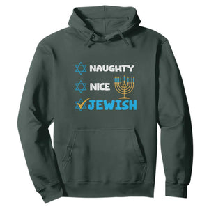 Nice Naughty Jewish Menorah Hanukkiah Chanukah Ugly Hanukkah Hoodie TS02 Dark Forest Green Printyourwear