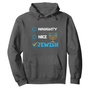 Nice Naughty Jewish Menorah Hanukkiah Chanukah Ugly Hanukkah Hoodie TS02 Dark Heather Printyourwear