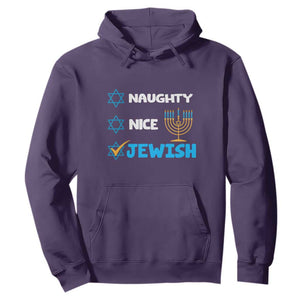 Nice Naughty Jewish Menorah Hanukkiah Chanukah Ugly Hanukkah Hoodie TS02 Purple Printyourwear