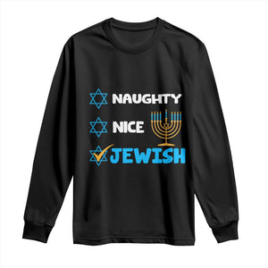 Funny Jewish Hanukkah Long Sleeve Shirt Nice Naughty Jewish Menorah Hanukkiah Chanukah Ugly TS02 Black Print Your Wear