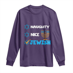 Funny Jewish Hanukkah Long Sleeve Shirt Nice Naughty Jewish Menorah Hanukkiah Chanukah Ugly TS02 Purple Print Your Wear