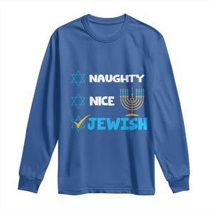 Funny Jewish Hanukkah Long Sleeve Shirt Nice Naughty Jewish Menorah Hanukkiah Chanukah Ugly TS02 Royal Blue Print Your Wear