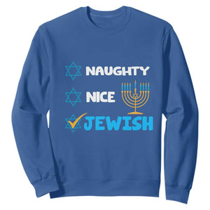 Nice Naughty Jewish Menorah Hanukkiah Chanukah Ugly Hanukkah Sweatshirt TS02 Royal Blue Printyourwear