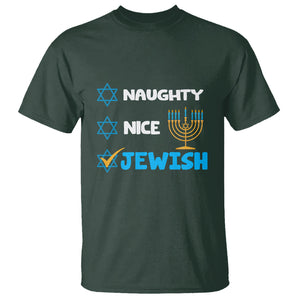 Nice Naughty Jewish Menorah Hanukkiah Chanukah Ugly Hanukkah T Shirt TS02 Dark Forest Green Printyourwear