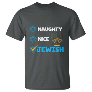 Nice Naughty Jewish Menorah Hanukkiah Chanukah Ugly Hanukkah T Shirt TS02 Dark Heather Printyourwear