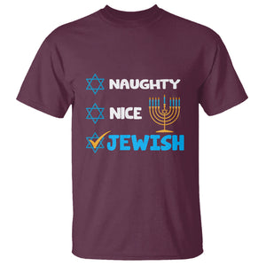 Nice Naughty Jewish Menorah Hanukkiah Chanukah Ugly Hanukkah T Shirt TS02 Maroon Printyourwear