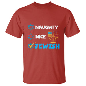 Nice Naughty Jewish Menorah Hanukkiah Chanukah Ugly Hanukkah T Shirt TS02 Red Printyourwear