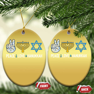 Peace Love Hanukkah Christmas Ornament Retro Chanukah Jewish Menorah Star of David TS02 Oval Gold Print Your Wear