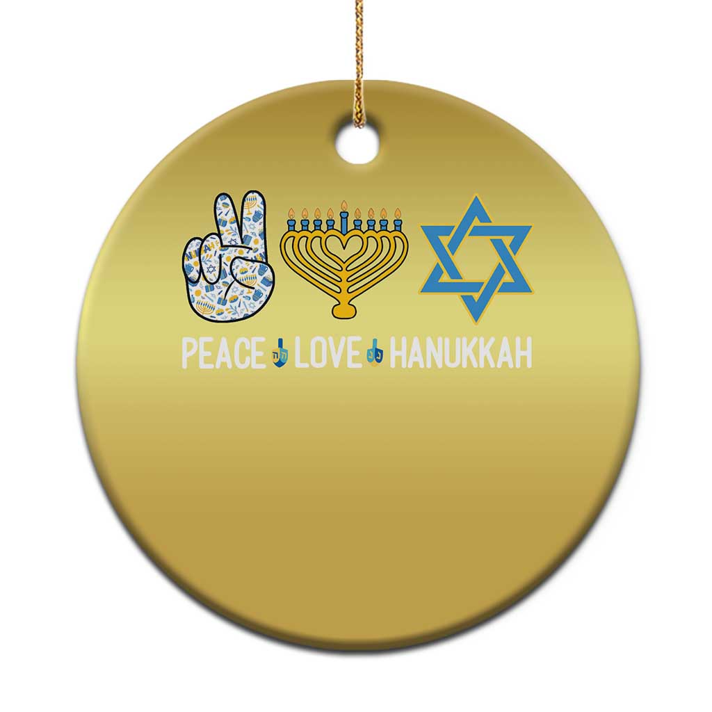 Peace Love Hanukkah Christmas Ornament Retro Chanukah Jewish Menorah Star of David TS02 Print Your Wear