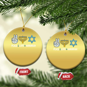 Peace Love Hanukkah Christmas Ornament Retro Chanukah Jewish Menorah Star of David TS02 Circle Gold Print Your Wear