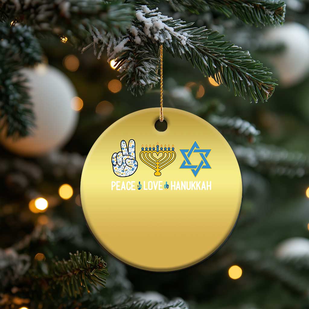 Peace Love Hanukkah Christmas Ornament Retro Chanukah Jewish Menorah Star of David TS02 Print Your Wear