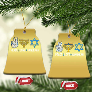 Peace Love Hanukkah Christmas Ornament Retro Chanukah Jewish Menorah Star of David TS02 Bell Flake Gold Print Your Wear