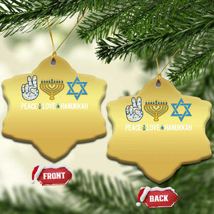 Peace Love Hanukkah Christmas Ornament Retro Chanukah Jewish Menorah Star of David TS02 Snow Flake Gold Print Your Wear