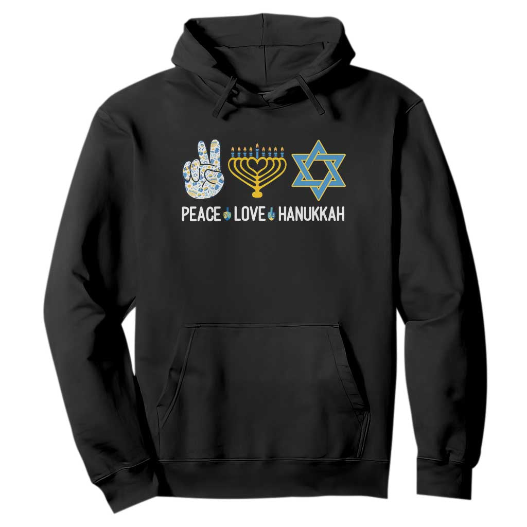 Peace Love Hanukkah Retro Chanukah Jewish Menorah Star of David Hoodie TS02 Black Printyourwear