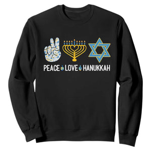 Peace Love Hanukkah Retro Chanukah Jewish Menorah Star of David Sweatshirt TS02 Black Printyourwear