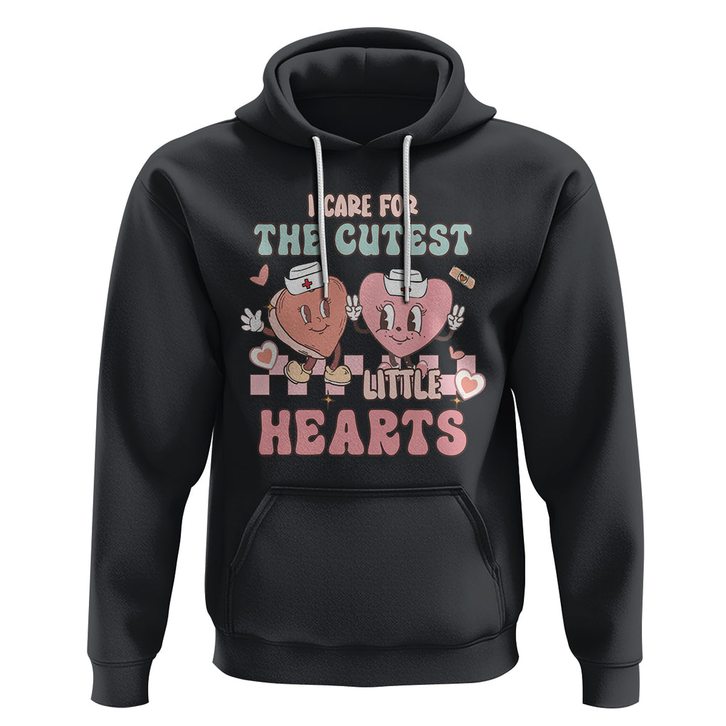 Nurse Valentines Day Hoodie I Care For The Cutest Little Hearts Srcub Life TS02 Black Printyourwear