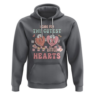 Nurse Valentines Day Hoodie I Care For The Cutest Little Hearts Srcub Life TS02 Charcoal Printyourwear