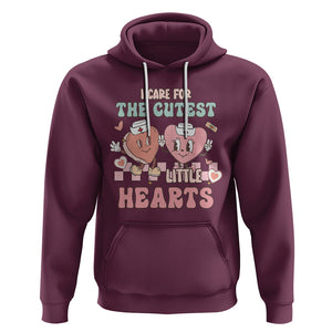 Nurse Valentines Day Hoodie I Care For The Cutest Little Hearts Srcub Life TS02 Maroon Printyourwear