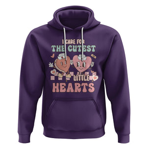 Nurse Valentines Day Hoodie I Care For The Cutest Little Hearts Srcub Life TS02 Purple Printyourwear