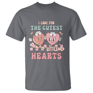 Nurse Valentines Day T Shirt I Care For The Cutest Little Hearts Srcub Life TS02 Charcoal Printyourwear